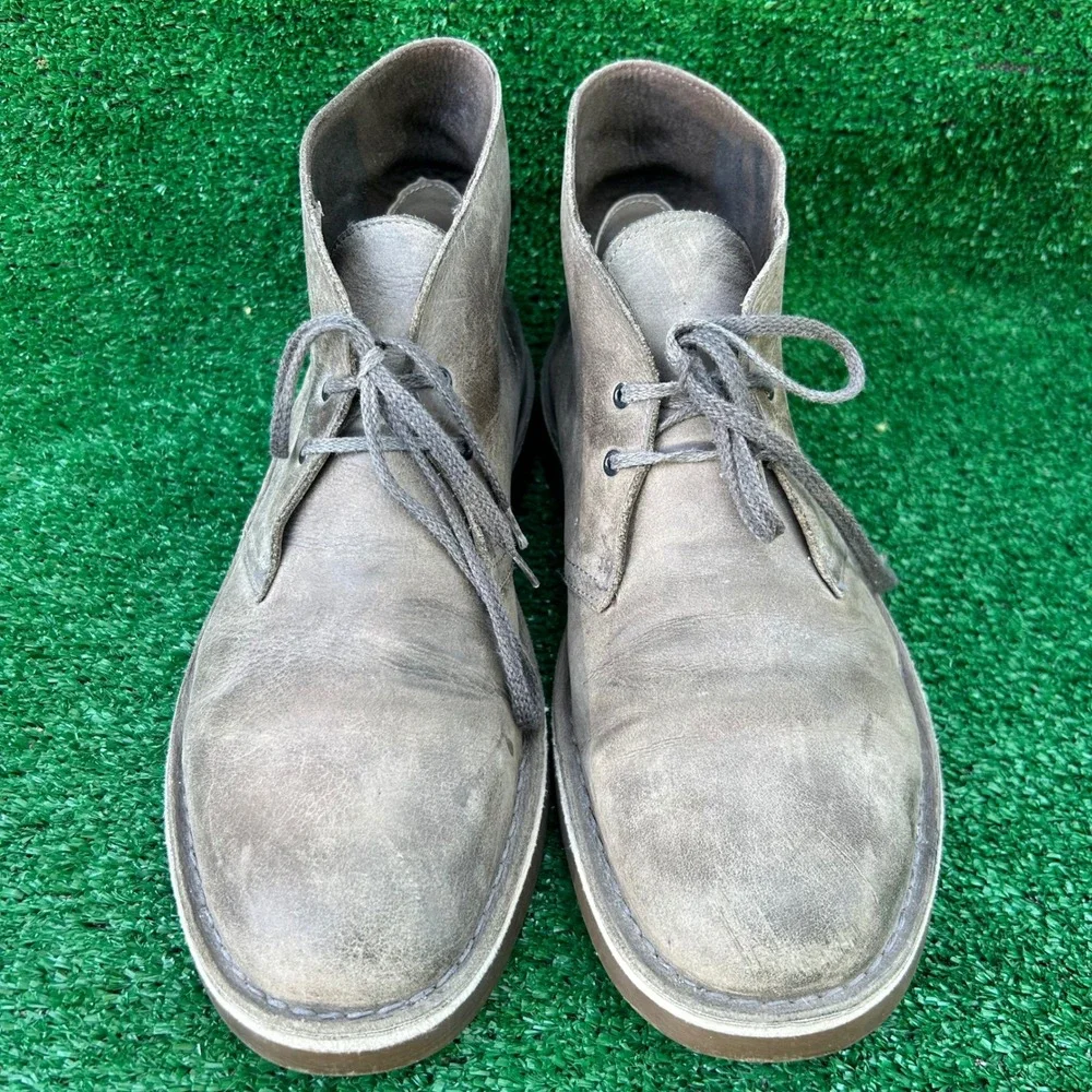Clarks Bushacre 2 Grey Leather Chukka Desert Boots Mens 10.5 26113064